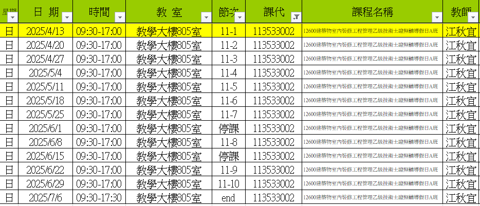12600課程時間
